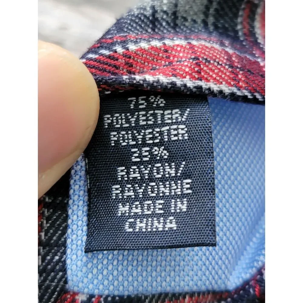 Tommy Hilfiger Plaid Tie - Red / Gray - Flannel‎ - 58L / 3.25W - Thick